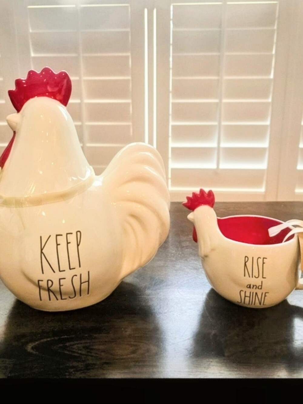 Rae Dunn Farmlife Rooster Keep Fresh Canister & Rise and Shine Nesting Bowl